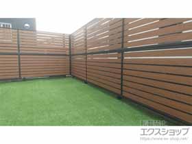 のフェンス・柵 モクアルフェンス 横板タイプ 2段支柱 自立建て用（パネル2段） 施工例
