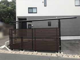 のフェンス・柵 モクアルフェンス 横板タイプ 2段支柱 自立建て用（パネル2段） 施工例