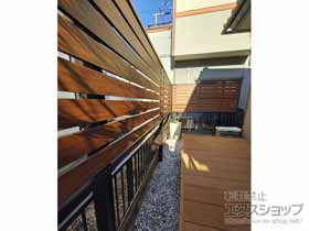 のフェンス・柵 モクアルフェンス 横板タイプ 2段支柱 自立建て用 施工例