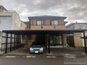 のカーポート G-1SS 積雪〜50cm対応 4台用 間口連結 6本角柱 デラックスタイプ+側面パネル（普及タイプ） 施工例