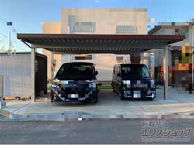 のカーポート ジーポートneo Aタイプ 2台用 角柱4本柱 木調マテリアルカラー 積雪〜100cm対応 施工例