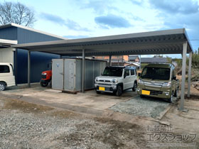 のカーポート カーポートSW 積雪30cm対応 4台用 横連棟 6本角柱 施工例