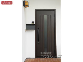 の玄関ドア リシェント玄関ドア3 アルミ仕様 片開き仕様(ランマ無)外観右吊元 C12N型 ※手動仕様 施工例