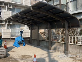 のカーポート フーゴR(ラウンドスタイル) 袖壁 延長 積雪50cm 施工例