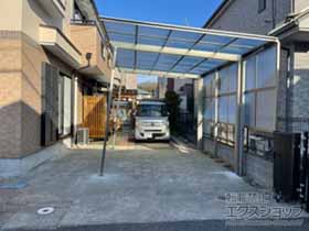 のカーポート フーゴF (フラットスタイル) 積雪〜20cm対応＋サイドパネル＋着脱式サポート柱 施工例
