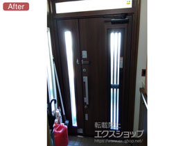の玄関ドア リシェント玄関ドア3 断熱K2仕様 親子仕様(ランマ付)外観左吊元 M83型 ※手動仕様 施工例