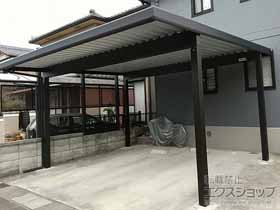 のカーポート ジーポートneo 積雪100cmAタイプ 2台用 角柱4本柱 施工例