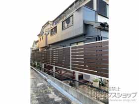 のフェンス・柵 ルシアスフェンスF04型 横板 木目カラー 上段のみ設置 自立建て用 施工例