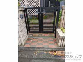 の門扉 【特注】開き門扉AB YR2型 両開き　柱使用 施工例