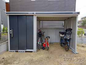 の物置・屋外倉庫 エルモコンビ 一般型 3,727×2,213×2118 LMD-1522+LKD-2222-SM 施工例