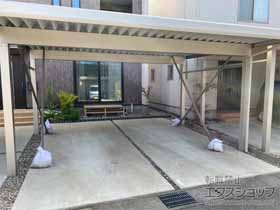 のカーポート ジーポートneo 積雪100cmAタイプ 2台用 角柱4本柱 施工例