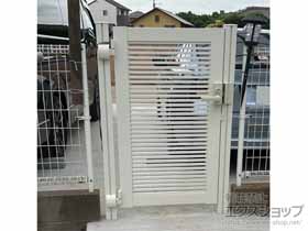の門扉 シンプレオ門扉1型 横格子 片開き 門柱使用 施工例