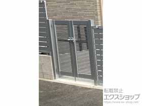の門扉 シンプレオ門扉1型 横格子 両開き 門柱使用 施工例