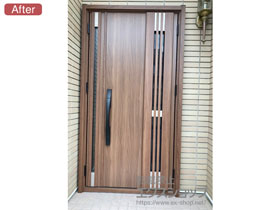 の玄関ドア リシェント玄関ドア3 断熱K4仕様 親子仕様(ランマ無)外観右吊元 M83型 ※タッチキー仕様(キー付リモコン) 施工例