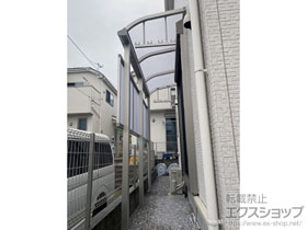 のテラス屋根 プレシオステラスII R型 テラスタイプ 単体 積雪〜20cm対応+前面パネル(柱標準タイプ) 1段 施工例