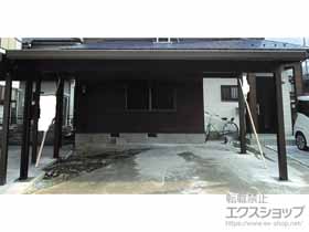 のカーポート ジーポートneo 積雪100cmAタイプ 2台用 角柱4本柱 施工例