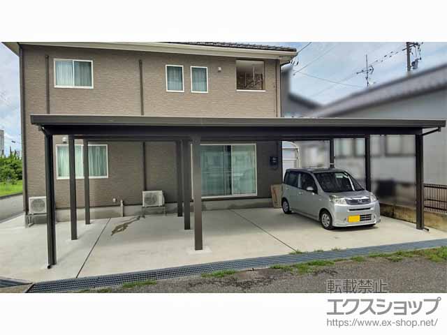石川県七尾市のLIXIL(リクシル)のカーポート カーポートST 積雪100cm対応 3台用 横連棟 9本柱 施工例