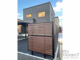 のフェンス・柵 モクアルフェンス 横板タイプ 2段支柱 自立建て用 施工例