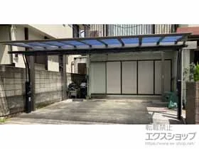 LIXIL(リクシル)のカーポート フーゴF (フラットスタイル) ワイド 柱奥行移動 積雪~20cm対応*水下側はね出し/~1,650mm 施工例