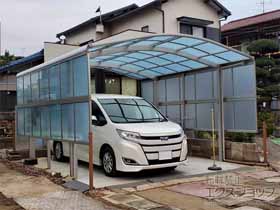 のカーポート アリュース ツイン　積雪〜20cm対応＋サイドパネル*2段（両側） 施工例