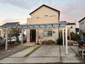 のカーポート ネスカF (フラットスタイル) ワイド 積雪〜20cm対応＋物干しセット 施工例