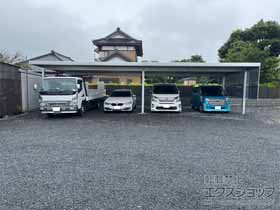 のカーポート カーポートSW 900 4台用 横連棟 6本柱 積雪〜30cm対応＋サイドスクリーン(ポリカ仕様) 施工例