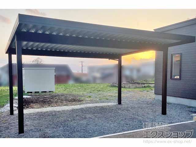 北海道亀田郡七飯町のYKKAPのカーポート ジーポートPro 積雪100cm対応 2台用 4本柱 施工例