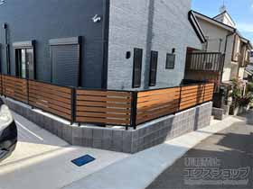 のフェンス・柵 モクアルフェンス 横板タイプ　自由柱施工 施工例
