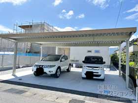 のカーポート ジーポートPro 3台用 4本柱 木調マテリアルカラー 積雪〜50cm対応 施工例