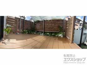 のウッドデッキ リウッドデッキ 200＋リウッドステップ5型 Sタイプ(2段)＋リウッドデッキフェンス3型＜横スリット＞ 施工例
