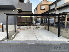 のカーポート フーゴF (フラットスタイル) ワイド 積雪〜20cm対応+フーゴF ワイド 異形対応部材 施工例