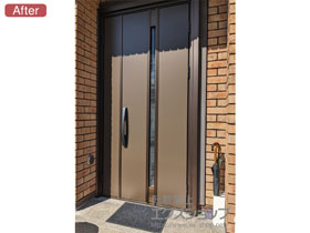 の玄関ドア ドアリモ玄関ドア F03T型（通風）断熱2仕様 ランマ無 親子仕様（右勝手）*スマートコントロールキー（電池式ポケットKey仕様） 施工例