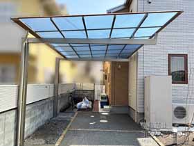 のカーポート ニューマイリッシュ 通常勾配 前上がり マテリアルカラー 積雪〜20cm対応*延長梁D34(2本) 施工例