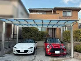 YKKAPのカーポート エフルージュ FIRST 600タイプ 2台用 積雪〜20cm対応 施工例