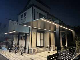 のサイクルポート・駐輪場 カーポートSCミニ 積雪〜20cm対応＋カーポートライト(屋根固定・シームレスラインライト・DC12V) 施工例