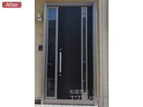 の玄関ドア リシェント玄関ドア3 M78型 断熱K2仕様 片袖仕様(ランマ無)外観右吊元 ※手動仕様 施工例