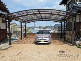 のカーポート フーゴR (ラウンドスタイル) ワイド 延長 積雪〜20cm対応 施工例