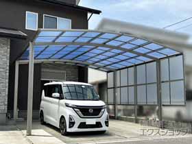 のカーポート フーゴR (ラウンドスタイル) ワイド 積雪〜20cm対応＋サイドパネル（片側） 施工例
