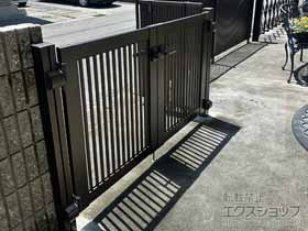 の門扉 プレシオス門扉 縦格子 両開き 門柱仕様 施工例