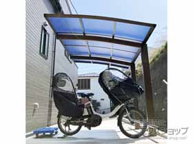 のサイクルポート・駐輪場 プレシオスポート ミニ 積雪〜20cm対応＋車止めバー 施工例