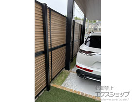 のフェンス・柵 フェンスAB YL2型 横ルーバー2 複合色 2段支柱 施工例