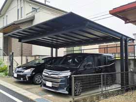 のカーポート エフルージュ FIRST EX 600タイプ 2台用 後方支持 複合色 積雪〜20cm対応 施工例