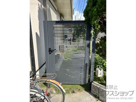 の門扉 開き門扉AB YR1型 片開き 柱使用 ダスクグレー色 施工例