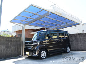 のカーポート プレシオスポート フラット型 1台用 積雪〜20cm対応+着脱式サポート柱 2本セット×1 施工例