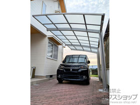 のカーポート プレシオスポート アール型 奥行延長セット 1.5台用 積雪〜20cm対応+着脱式サポート柱 施工例