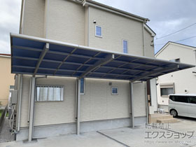 のカーポート プレシオスポート アール型 奥行延長セット 1.5台用 積雪〜20cm対応+着脱式サポート柱 施工例
