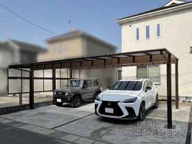 カーポート エフルージュ FIRST 600タイプ 3台用 積雪〜20cm対応+サイドパネル(台形枠付き) 施工例