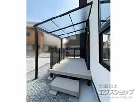 ウッドデッキ リウッドデッキ 200+独立式 リウッド ステップ2型+ルシアスデッキフェンスA03型<横ストライプタイプ> 施工例