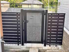 の門扉 シンプレオ門扉2型 縦格子 片開き 門柱使用 施工例