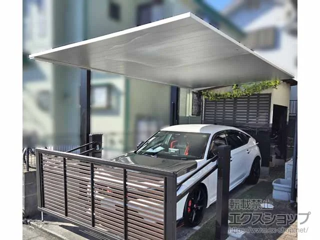 YKKAPのカーポート プレーンルーフ 600タイプ 1台用 単体セット ツートーン 積雪～20cm対応 施工例